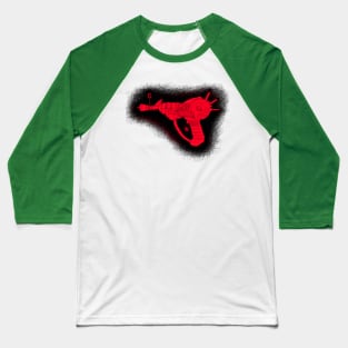 Zombies Red and Black Sketchy Ray Gun on Leaf Green Baseball T-Shirt